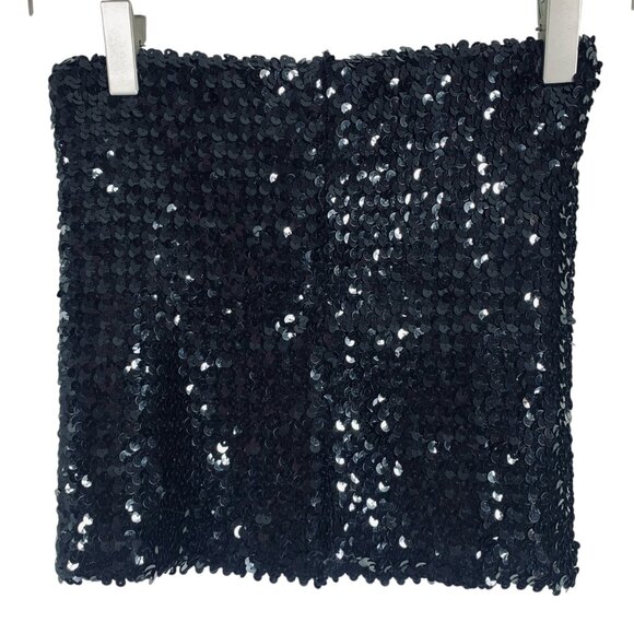 Sequin Tube Top stretchy black True Vintage 70s Disco Toppettes glam - Picture 2 of 9